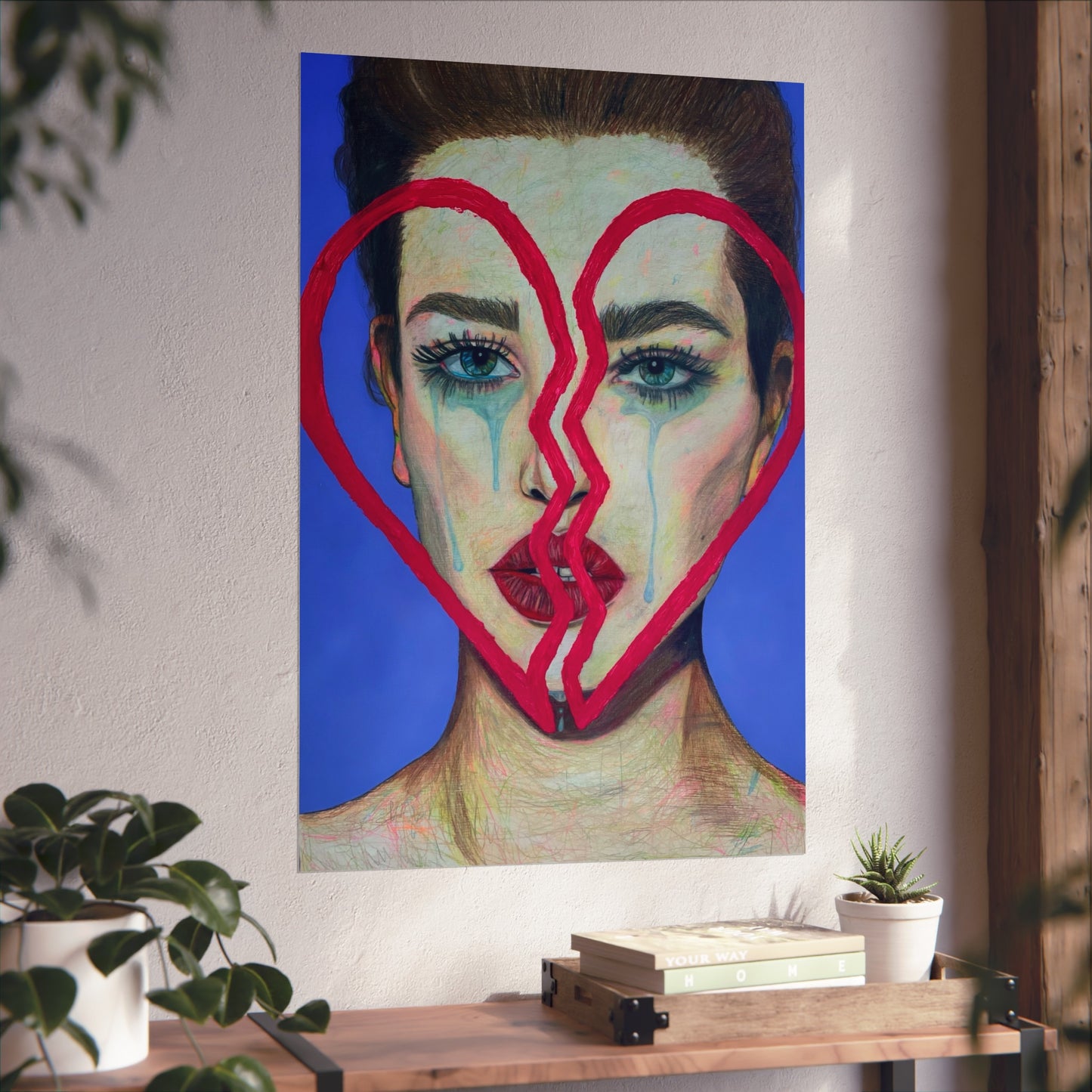 Fine Art Poster — Portrait with Broken Heart Graffiti