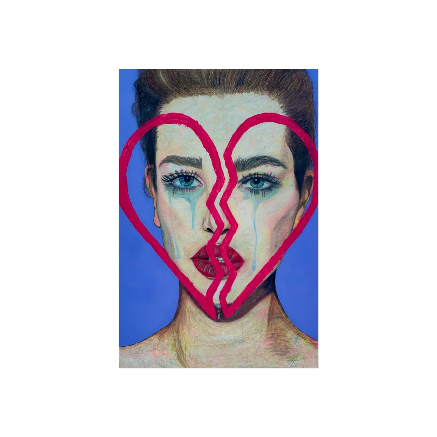 Fine Art Poster — Portrait with Broken Heart Graffiti