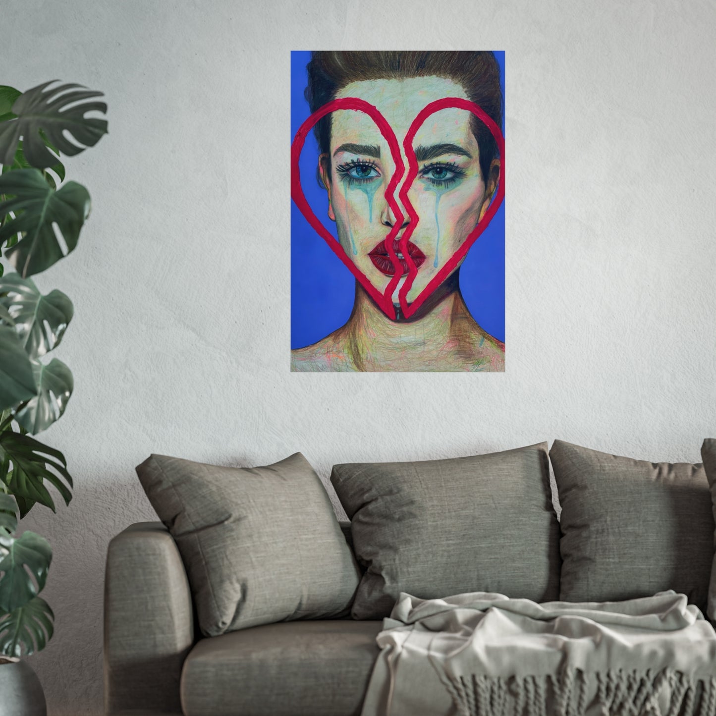 Fine Art Poster — Portrait with Broken Heart Graffiti